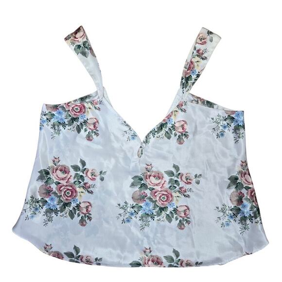 Vintage Kathryn Womens Floral Satin Cami Top Size L Coquette Cottage Boho Fairy - Picture 1 of 8